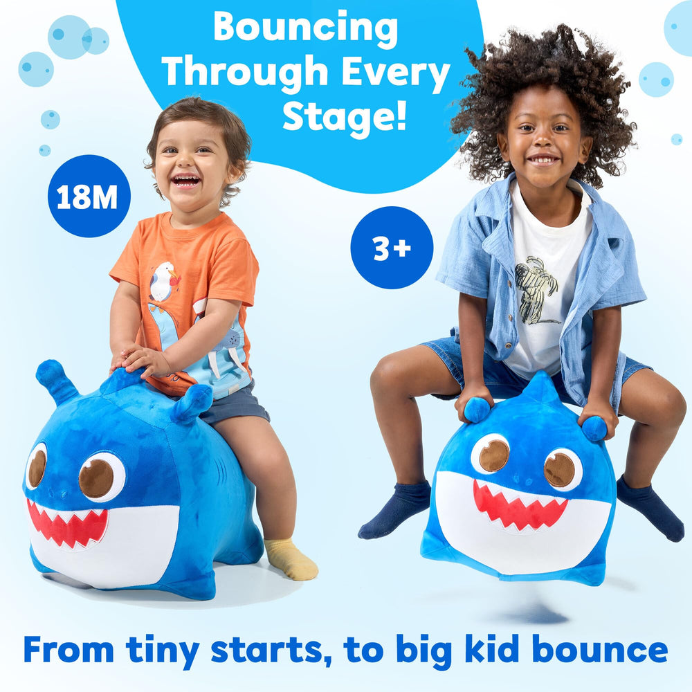Soft cuddly shark plush doubles as a comforting playtime buddy.