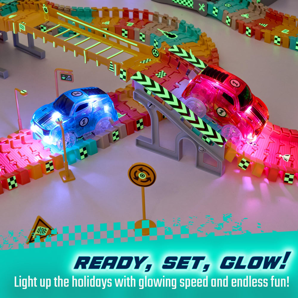 JitteryGit LED neon racers glow vividly for visibility on dark tracks