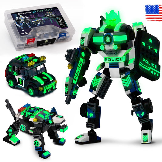 JitteryGit Robotryx mech glow figure pieces enable imaginative play and STEM exploration.
