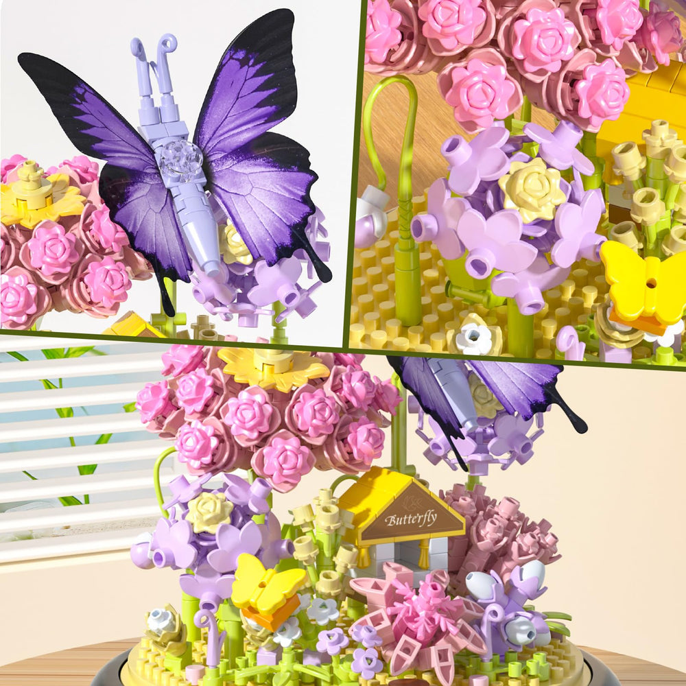 JIUTONG butterfly wildflower mini build kit for stylish desk decor
