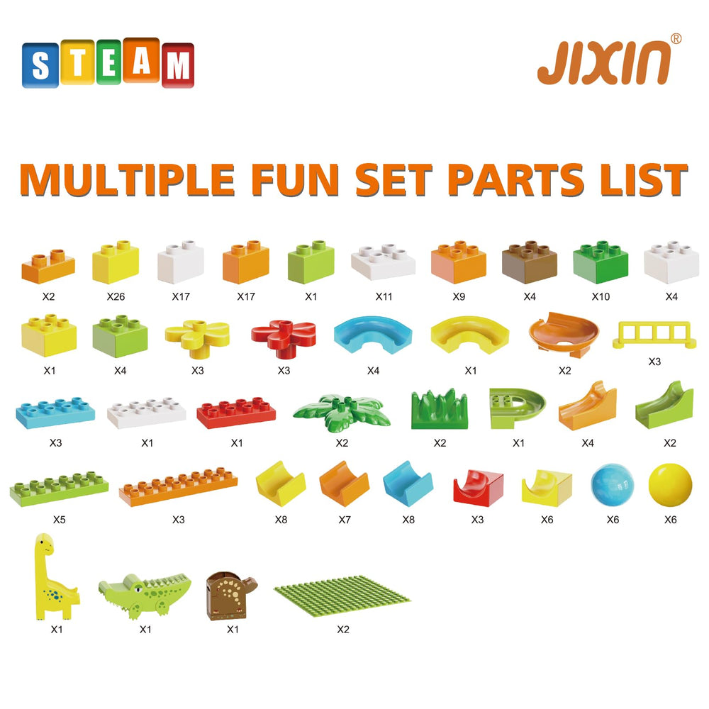 JIXIN marble run station showing stable setup for kids