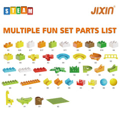 JIXIN marble run station showing stable setup for kids