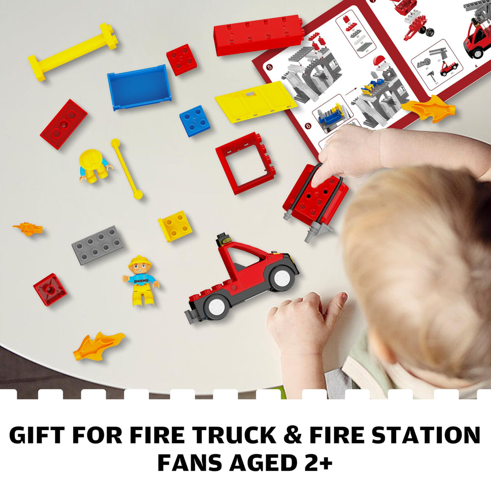 JIXIN Fire Station Playset detachable roof enables easy access and layout changes