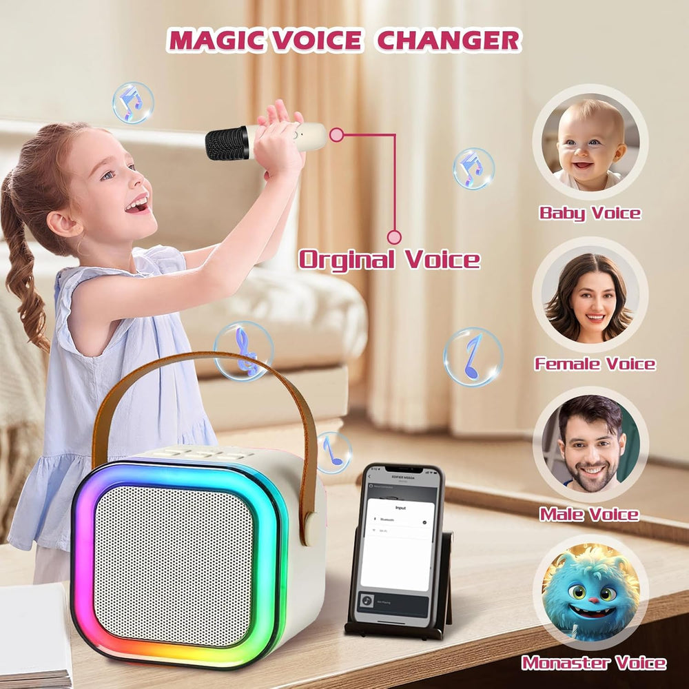 JJYEITUO karaoke machine beige 2mic long battery life for play