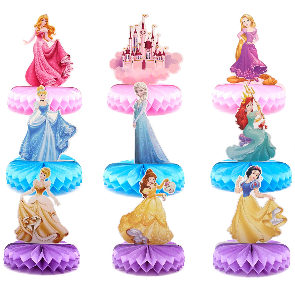 JJYHEHOT princess honeycomb centerpiece featuring eight princess designs for festive party decor