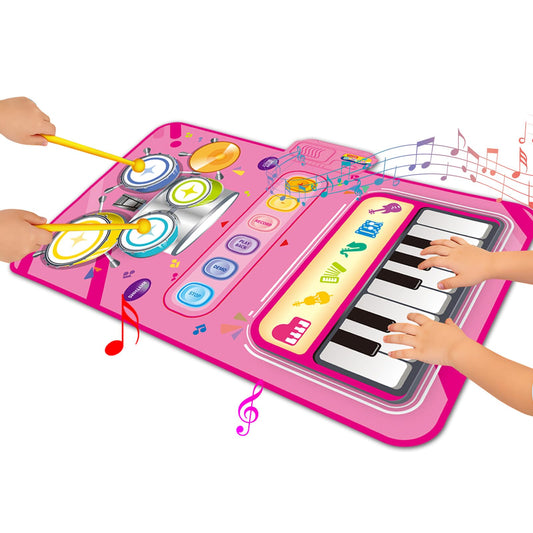 JKGIFTS 2in1 piano mat for toddlers with interactive play.