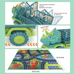 JKGIFTS Dinosaur Truck Toy includes 15 realistic dinosaur figures.