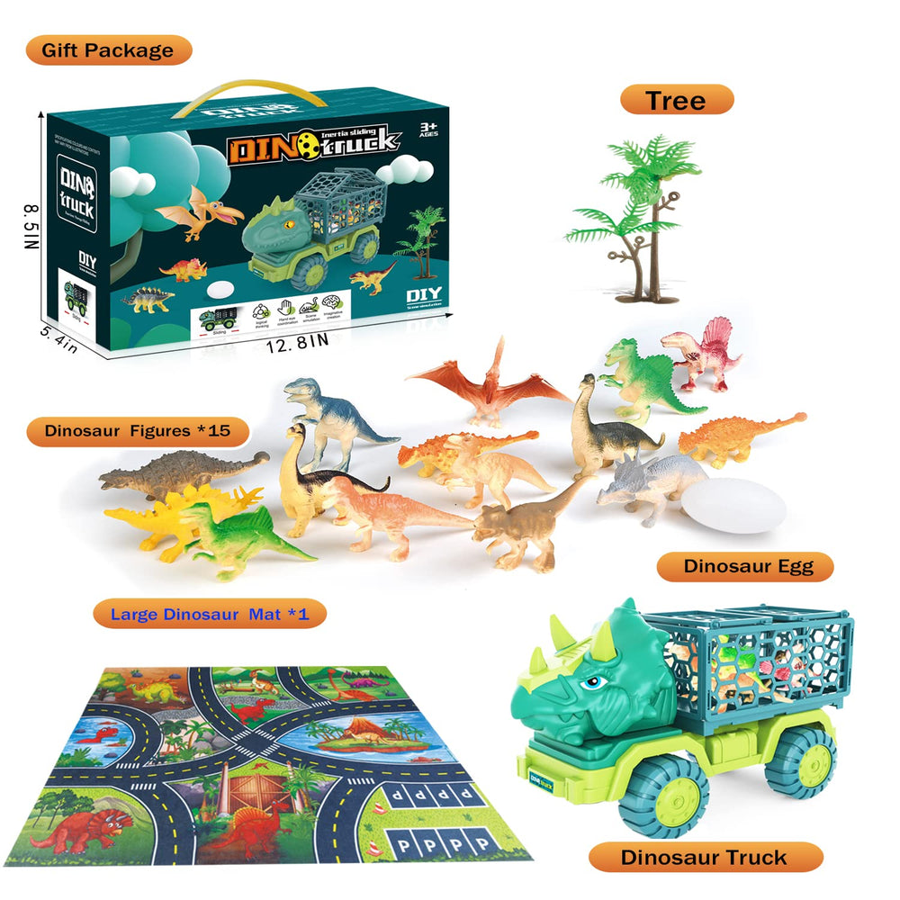 JKGIFTS Dinosaur Truck Toy play mat sized 32x28 inches.