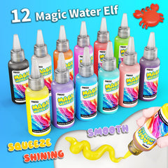 JKGIFTS Magic Water Gel 12 colors row, vibrant sensory play options for budding artists