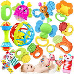 JKHEPL baby rattle set with bright colors and gentle sounds for curious infants