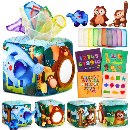 JKHEPL tissue box toy forest scene boosts exploration with color and texture.