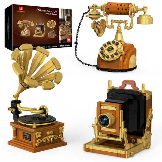 JMBricklayer camera block set front view; ideal desk display and conversation starter.