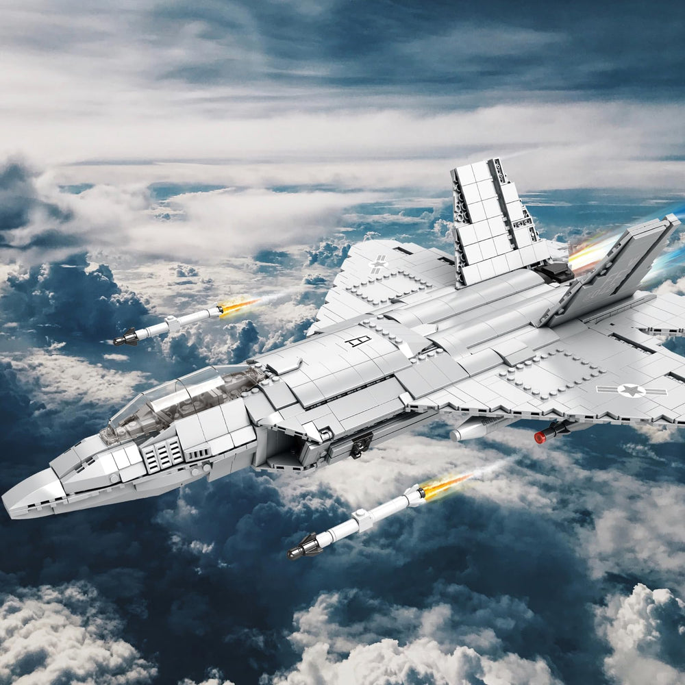 JMBricklayer F-22 Raptor base display ready for home or office showcase.