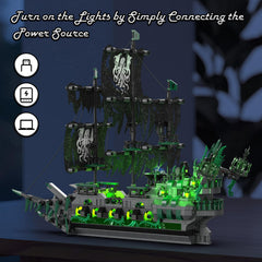 JMBricklayer ghost ship showcases the Flying Dutchman motif for dramatic shelf decor.