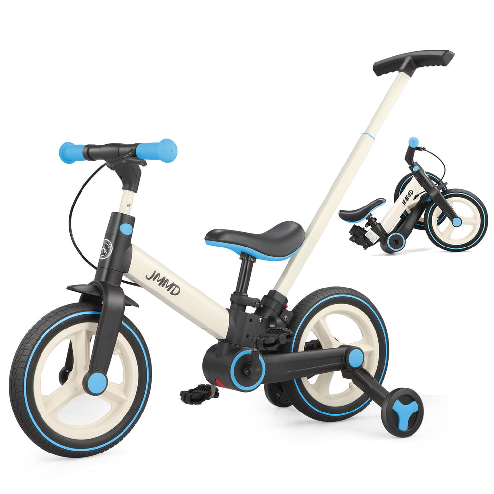 JMMD 6-in-1 toddler bike with push handle provides safe guided rides.