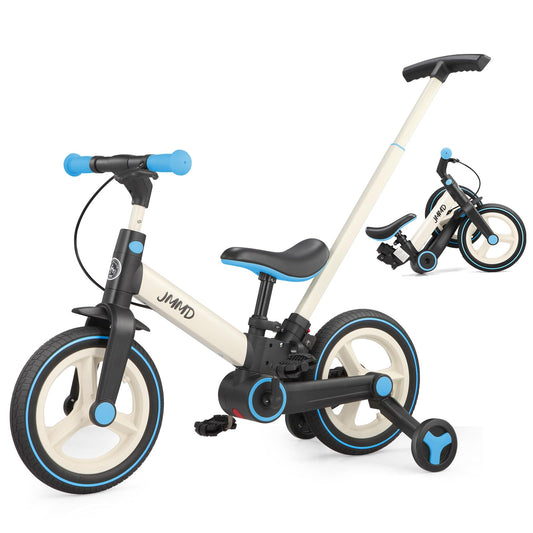 JMMD 6-in-1 toddler bike with push handle provides safe guided rides.