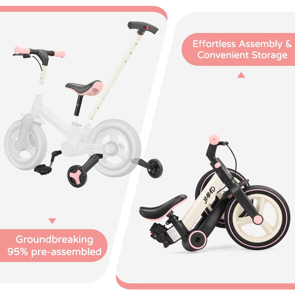 JMMD training wheels support balance from guided to independent riding