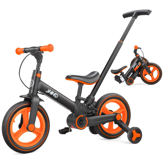 JMMD 6-in-1 toddler bike with push handle for safe guided rides.