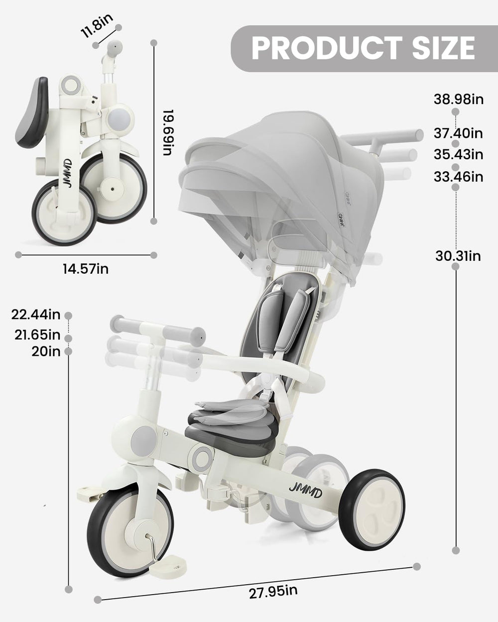 JMMD toddler riding tricycle outdoors demonstrating stability and fun