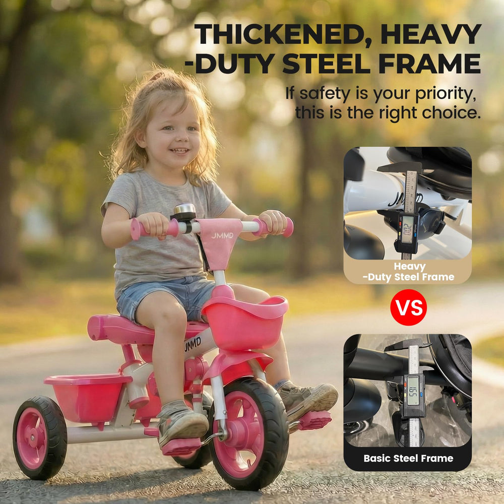 JMMD canopy and 3-point harness protecting child from sun and movement