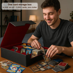 JNLODGE storage box in waterproof PU leather protects MTG cards from spills and humidity.