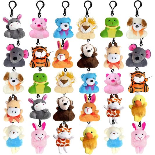 Jnnzzggu mini plush toys 30pc pack offers clip-on versatility for bags and keys.