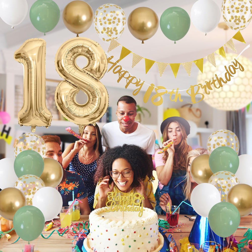 Jobkoo 32-inch number 18 foil balloons centerpiece