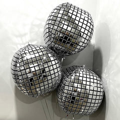 Jobkoo Disco Ball Arch Kit: 12-inch silver confetti balloons sparkle on the arch