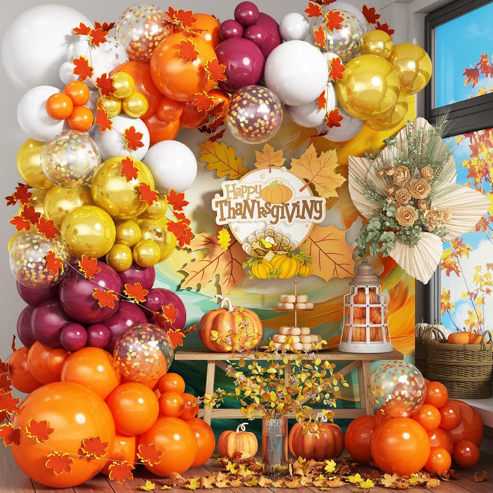 Jobkoo fall balloon arch kit main display for autumn harvest party.