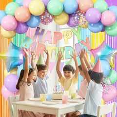 Jobkoo Happy Birthday banner in pastel hues for instant decoration.