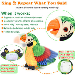 JOCOUNY parrot wings flutter and head shake during interactions.
