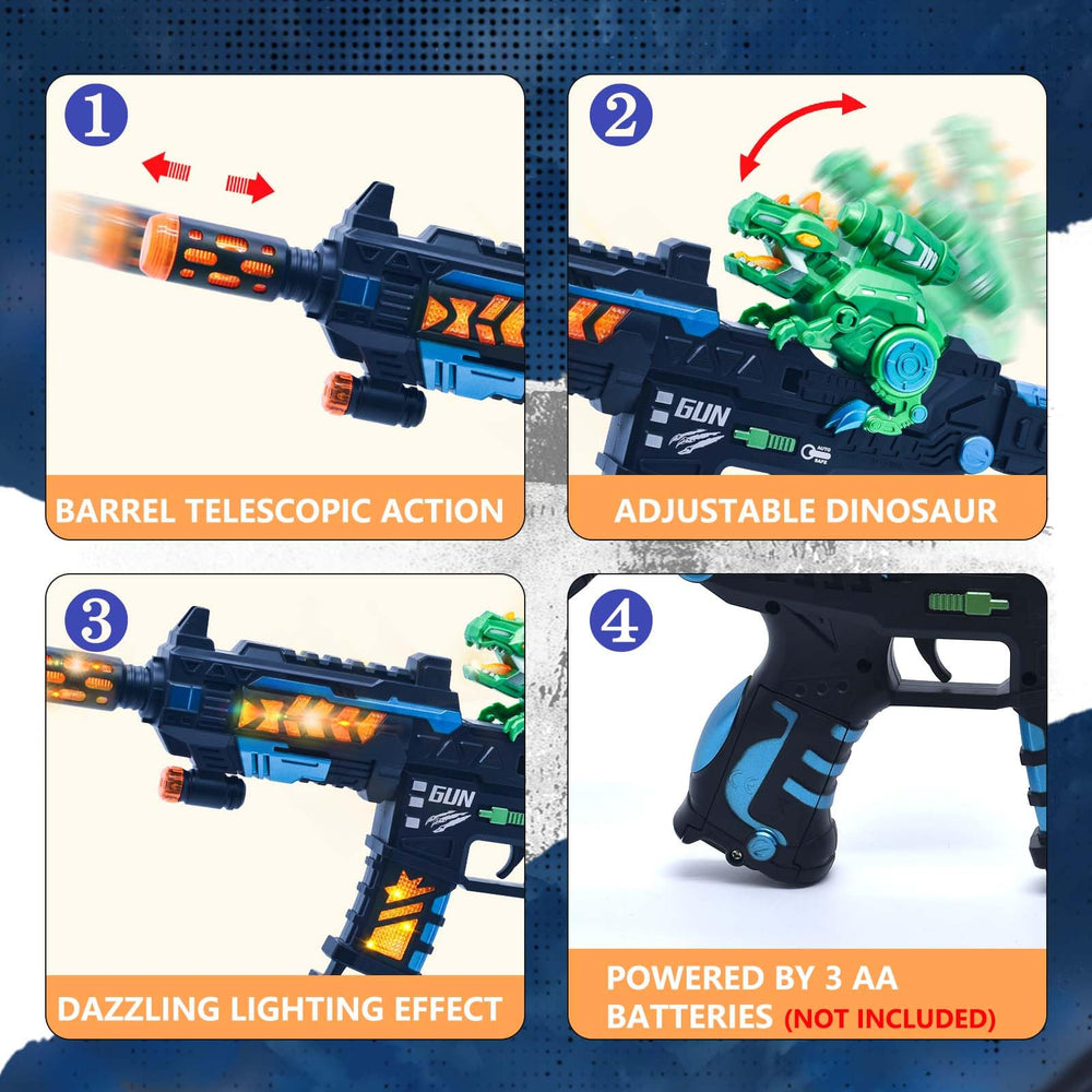 JOCOUNY toy gun features barrel telescopic action for interactive play