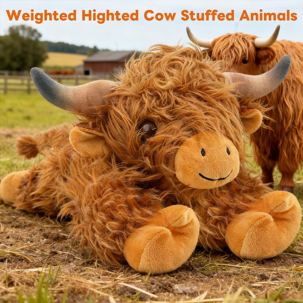 JOD Highland Cow shows 22-inch size for a cozy bedside companion.