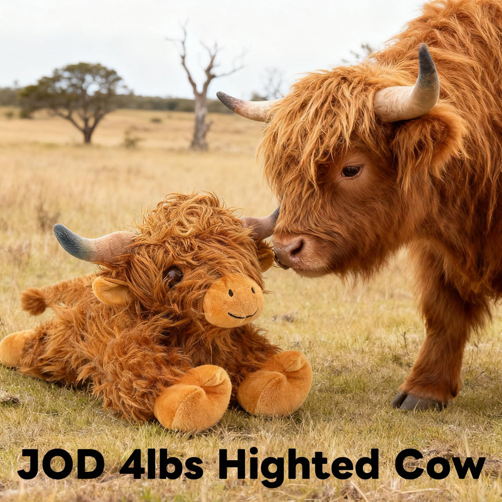 JOD Highland Cow weighted beads detail for balanced, comforting hugs.