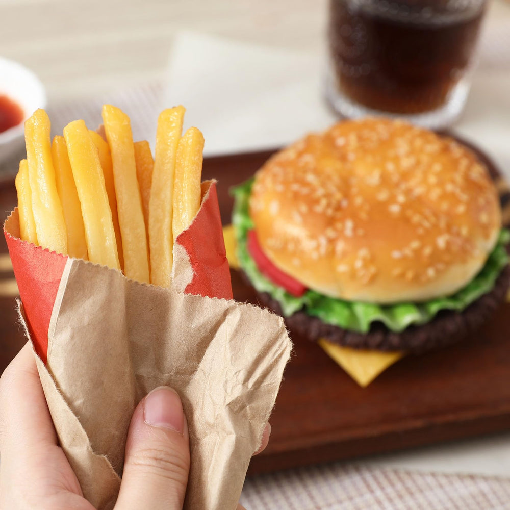 Joeabor artificial hamburger on kitchen counter, showroom-quality prop for displays