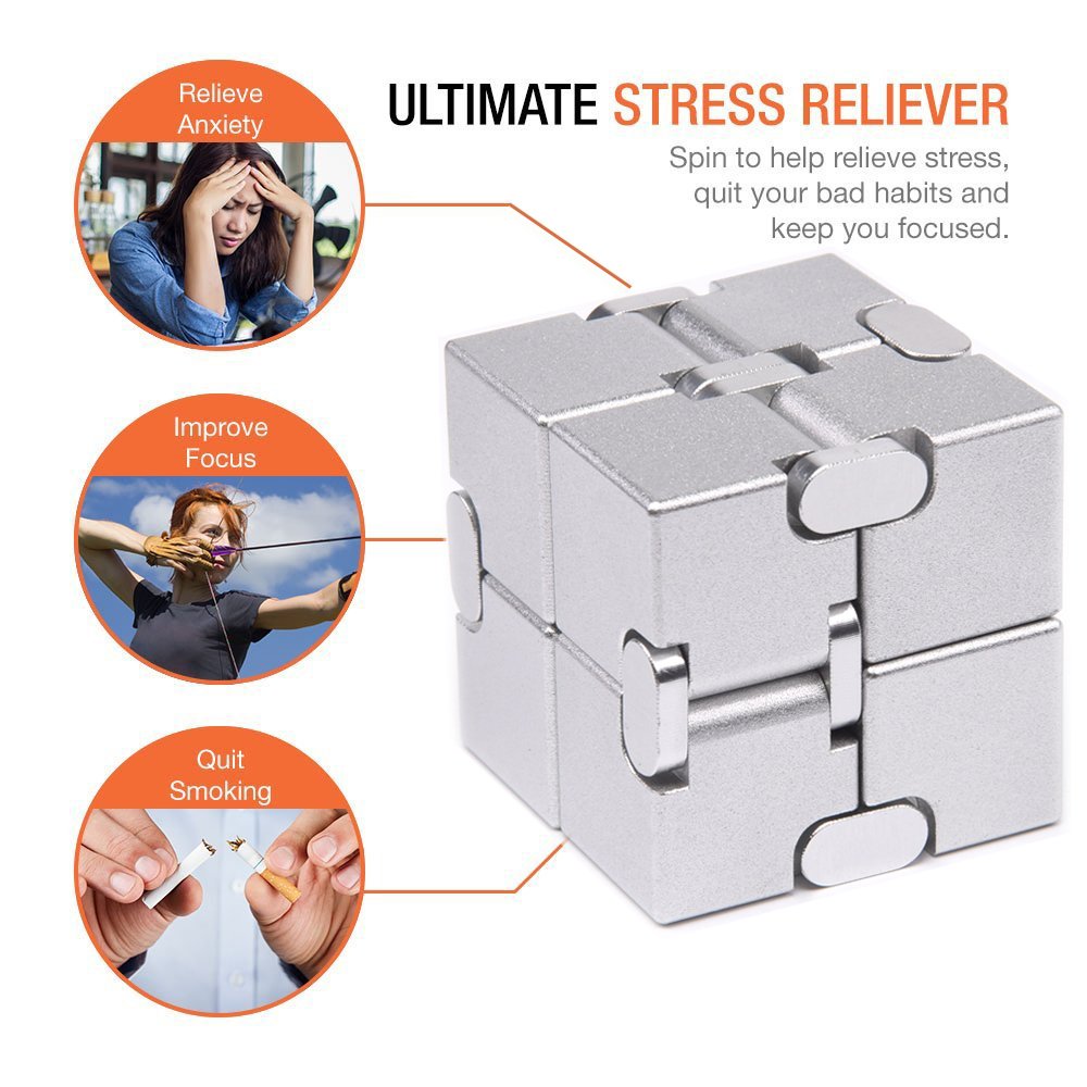 JOEYANK Infinity Cube metal side rotation highlights tactile engagement for calm concentration.