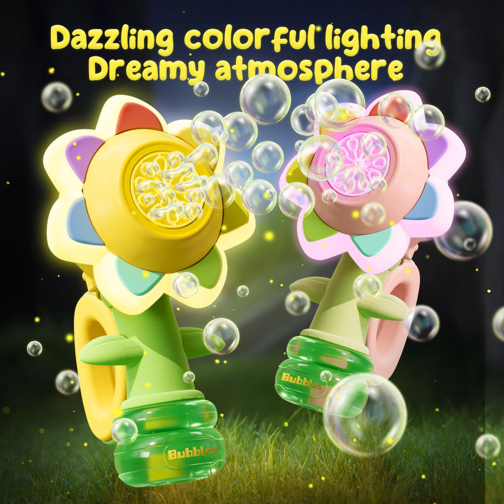 JOI MEW LED lights brighten backyard bubble moments at dusk.