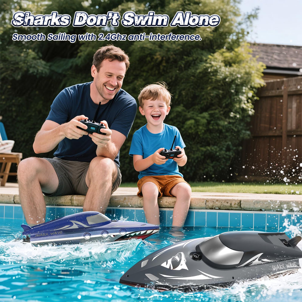 JOI MEW Shark RC Boat 2.4GHz remote ensures smooth, interference-free racing