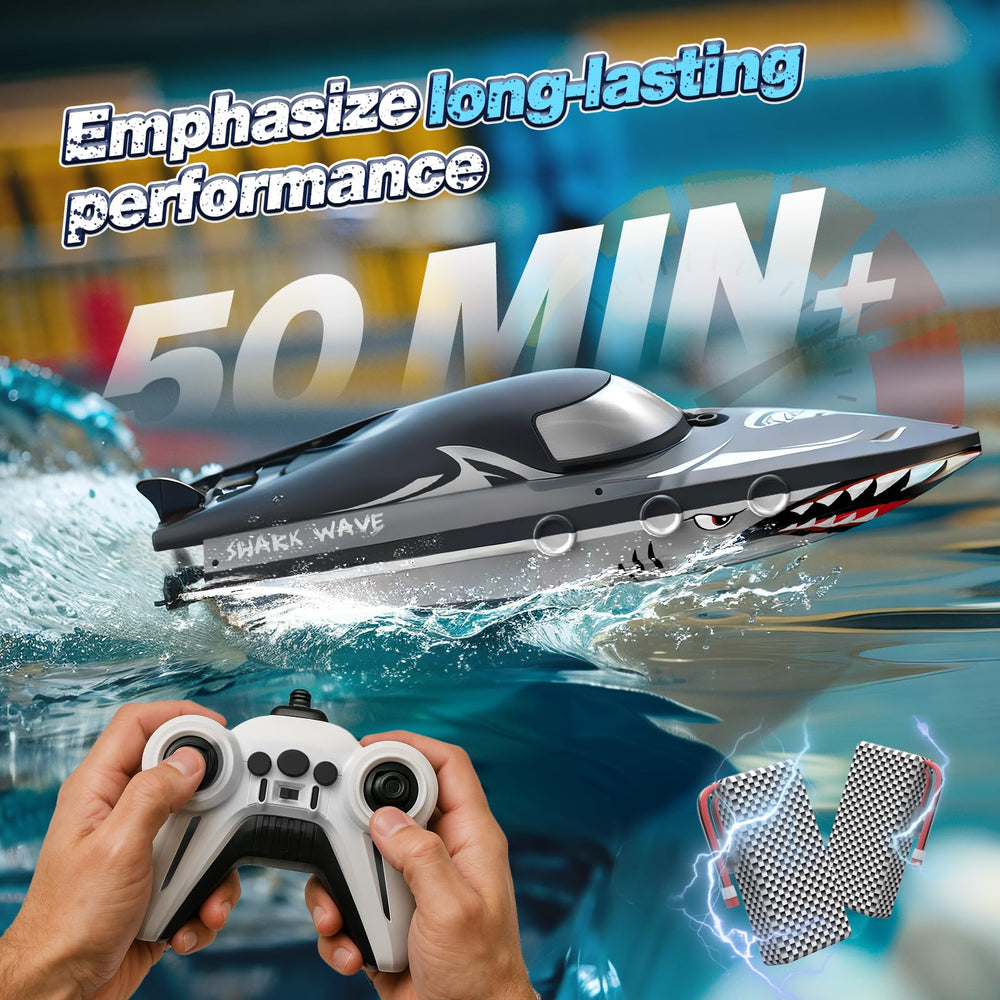JOI MEW Shark RC Boat water-start safety feature prevents on-land motor activation