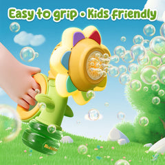 Two-pack JOI MEW bubble gun set doubles bubbles for siblings.