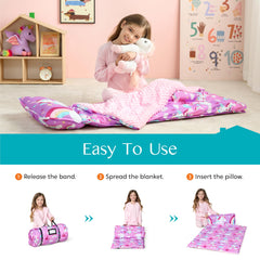 Joiedomi nap mat uses soft poly microfiber with breathable feel.