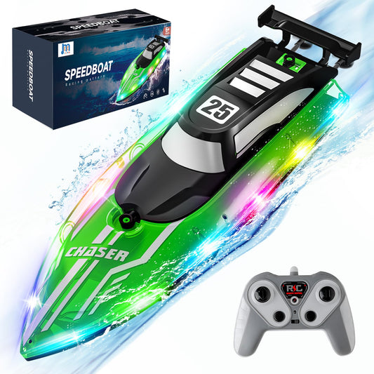 JOI MEW RC boat with LED lights for night tracking on water