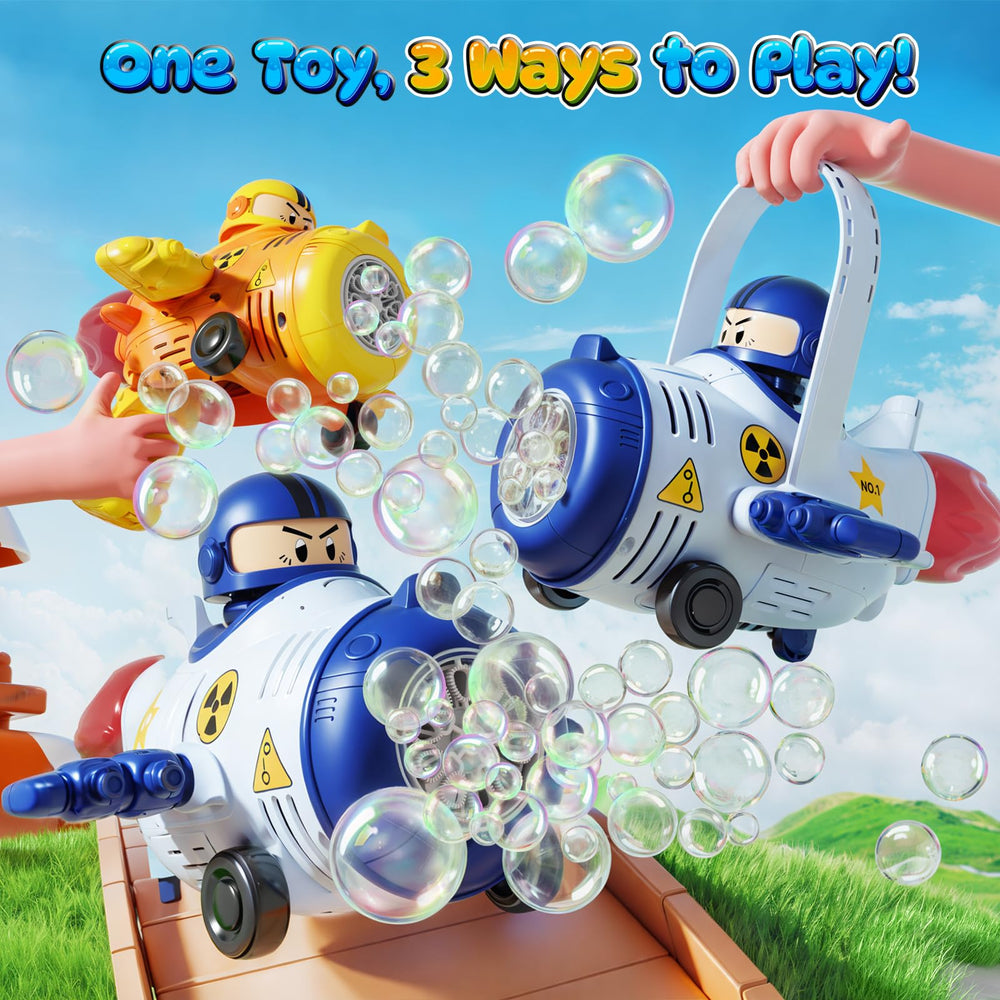 JOI MEW transformable airplane bubble gun side view for shared playtime.