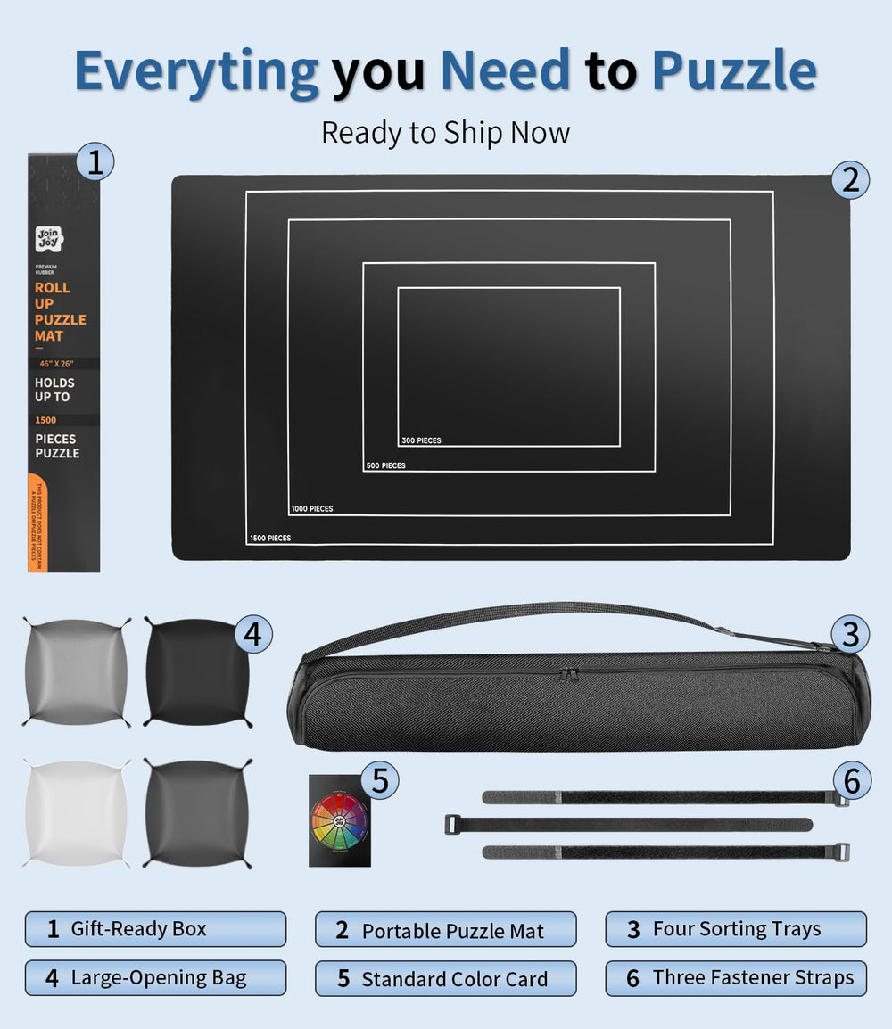 Join&Joy puzzle mat grid lines guide 300–1500 piece puzzles.