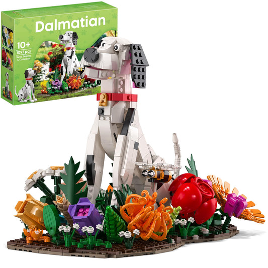 JOJO&Peach Dalmatian with daisies on a floral base enhances cozy décor.