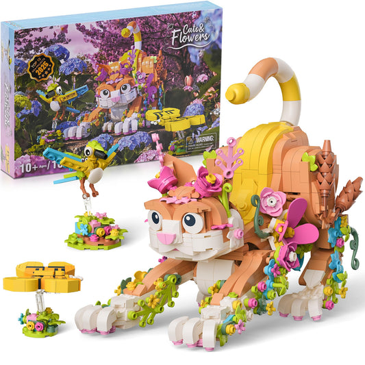 JOJO&Peach flower cat-building set with vivid colors for imaginative play.