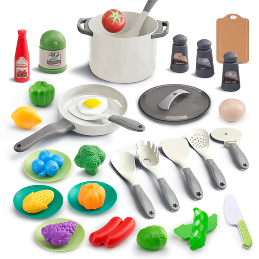 JOKERKING 35Pcs pink stockpot for imaginative pretend cooking