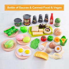 JOKERKING sliceable pizza and canned goods promote hands-on slicing and pretend shopping.