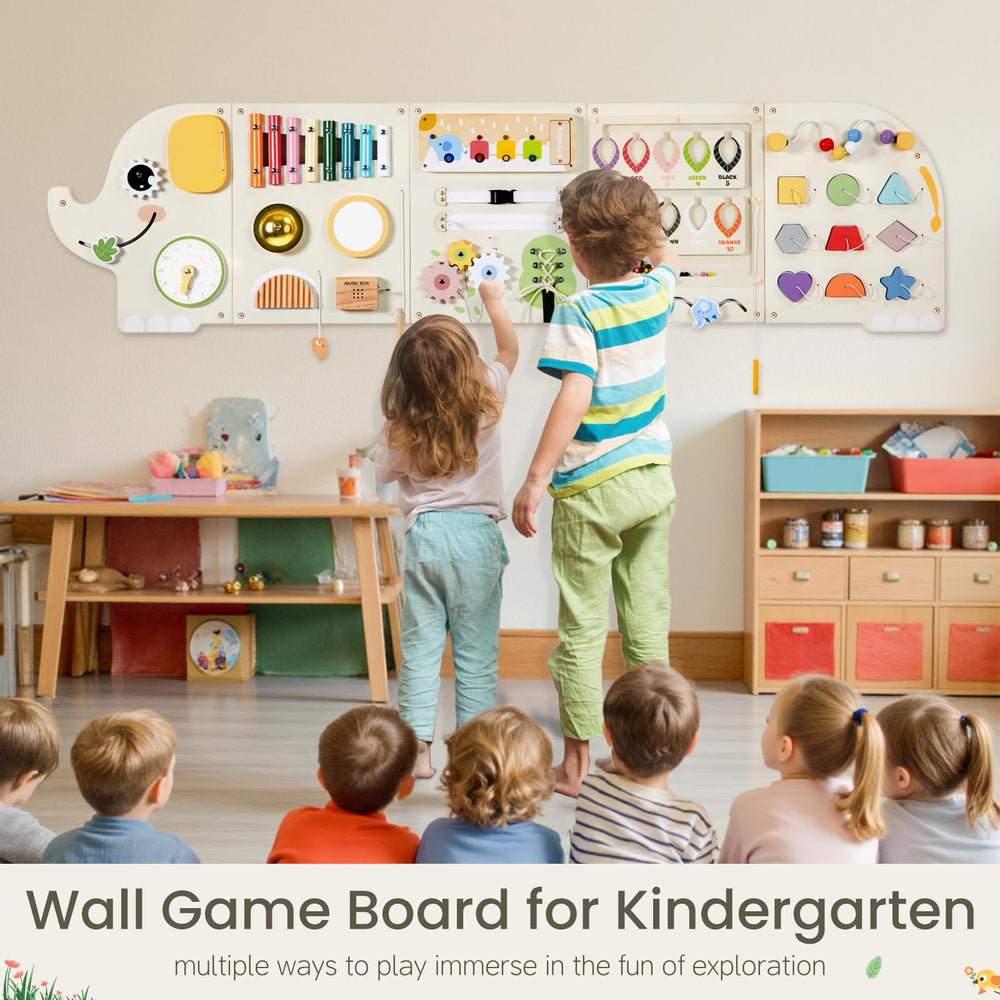 JOLIE VALLÉE Elephant wall panel for group play encourages social interaction.