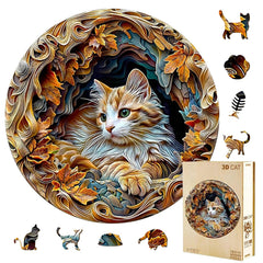 Jollitot wooden cat puzzle assembly highlights a soothing, mindful challenge for adults.